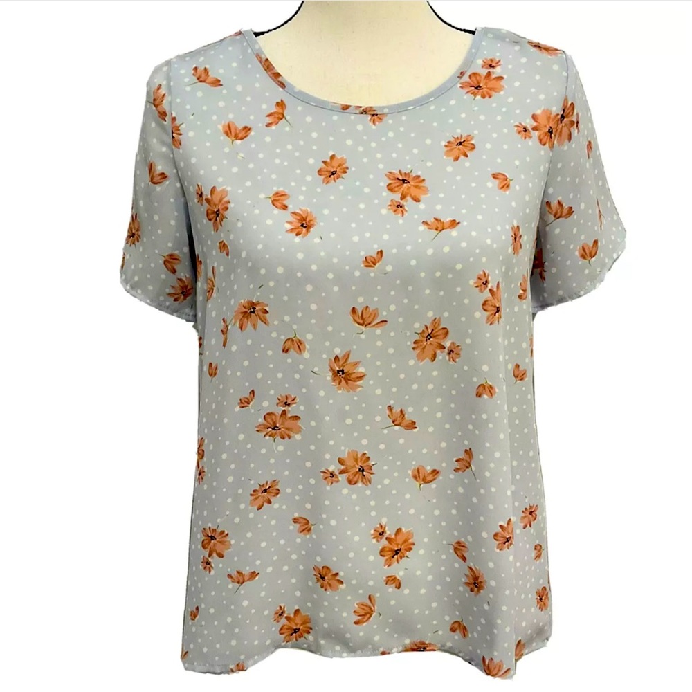 Sienna Sky Juniors Top XS Blue Floral Laced Back